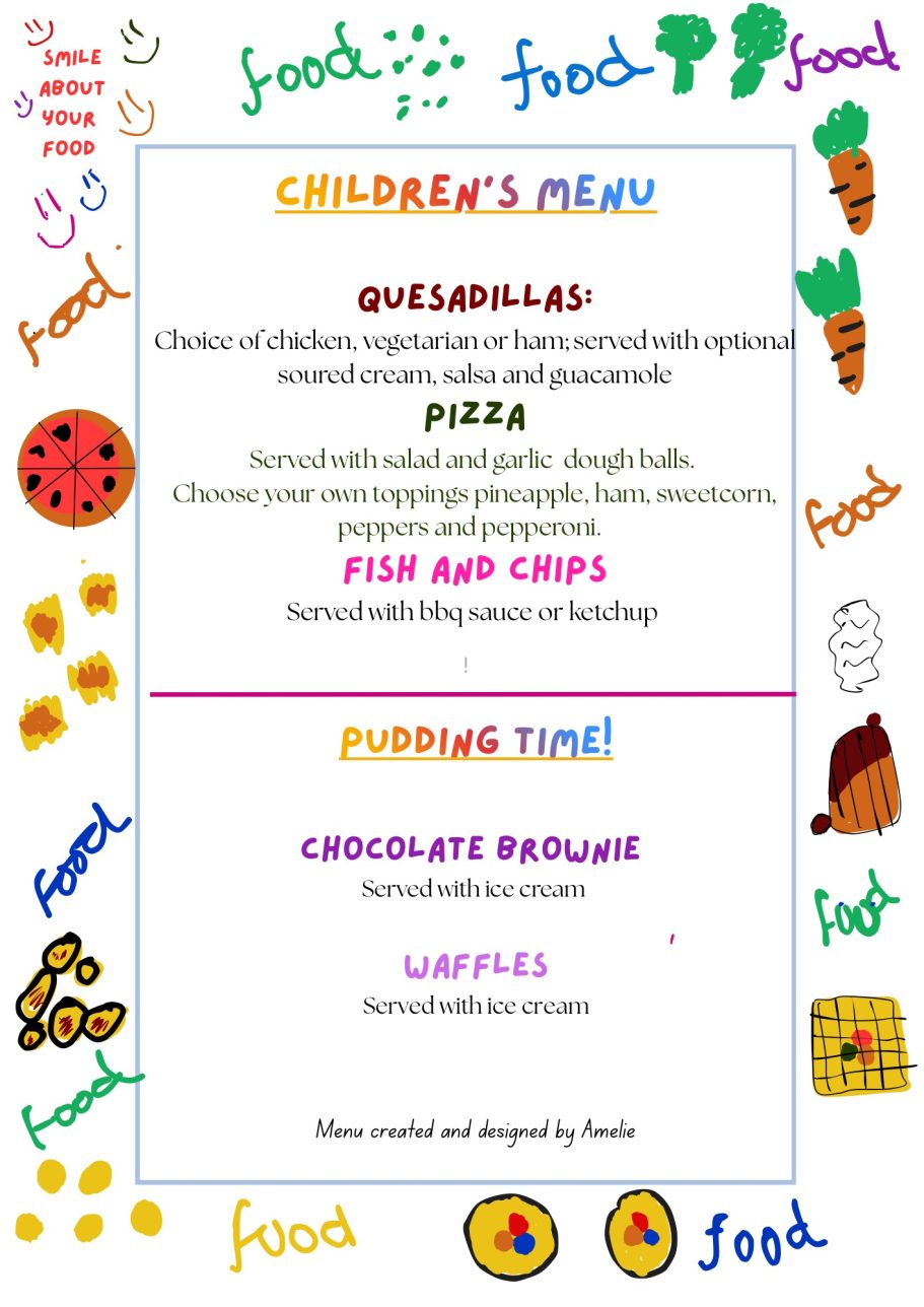 Children's Food Menu for Sorrel Horse Shottisham