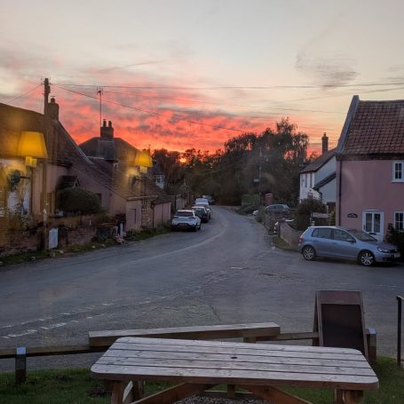 Sunset View from The Sorrel Horse Inn at Shottisham, Suffolk