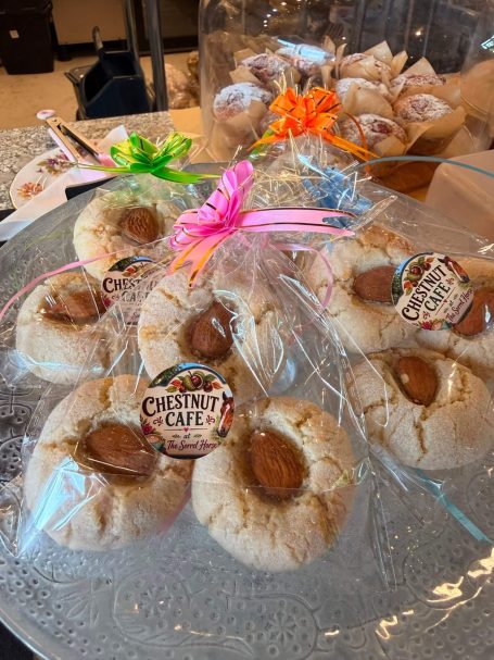 Plate of biscuits at the Chestnut Cafe, Sorrel Horse, Shottisham in Suffolk